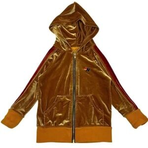 Aviator Nation Gold Velour Hoodie, size 6
